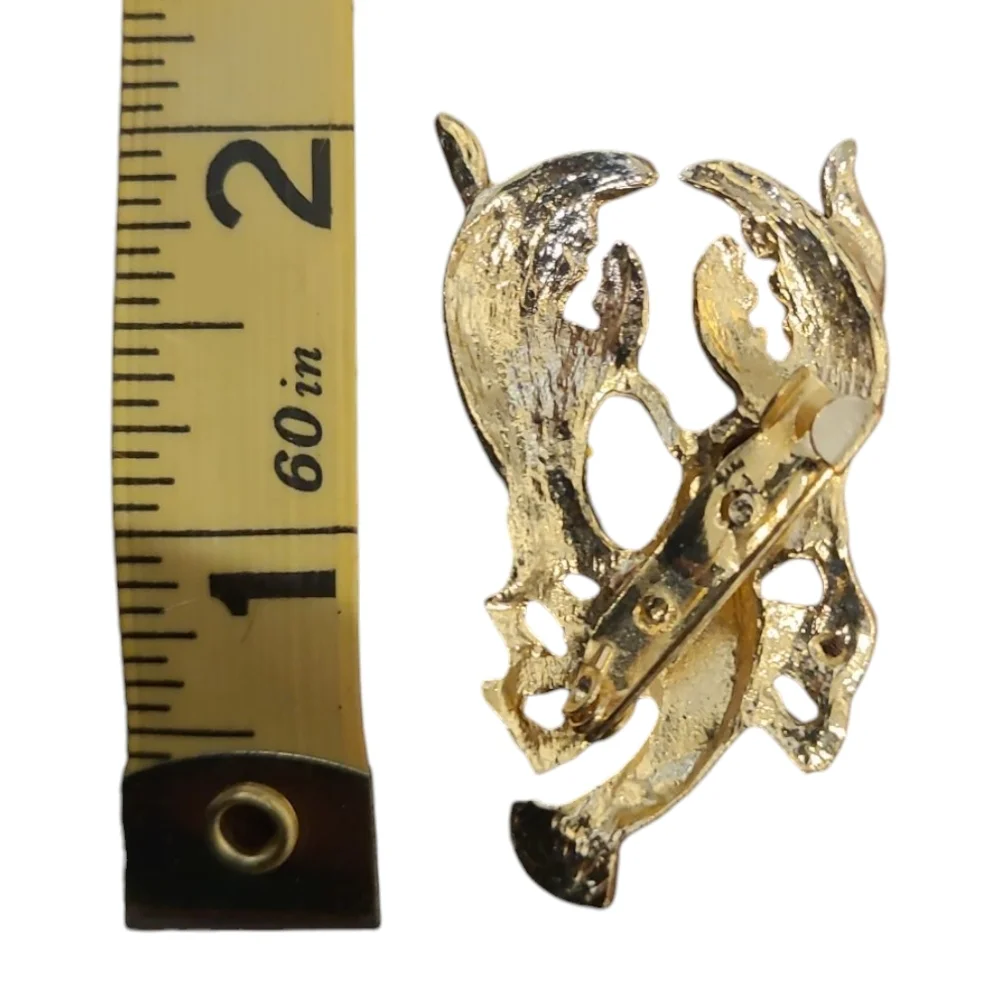 Gold and Yellow Abstract Brooch with Scorpion Design